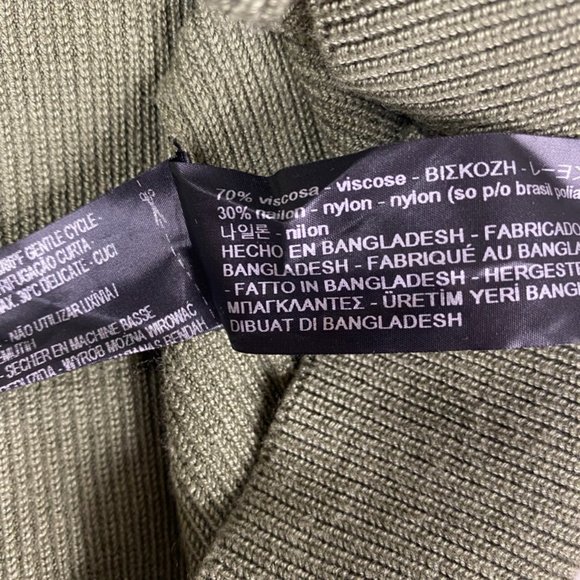 Zara Knit Olive Green with Black Wrap Tie Waist Top Size Small - Picture 8 of 10